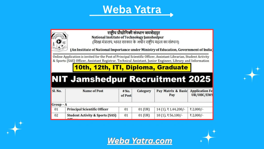 NIT Jamshedpur Non-Teaching Recruitment 2025
