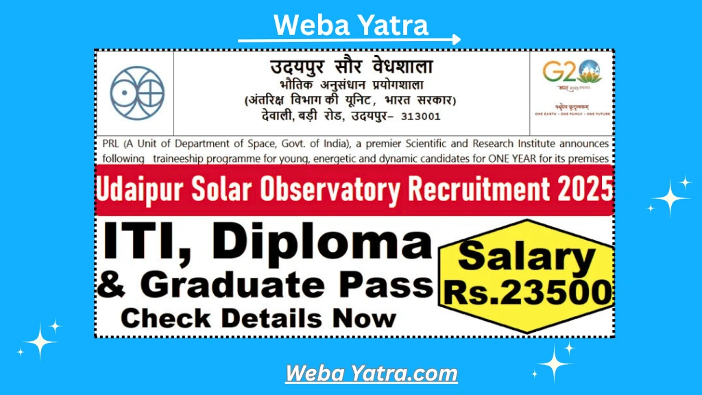 Udaipur Solar Observatory Recruitment 2025
